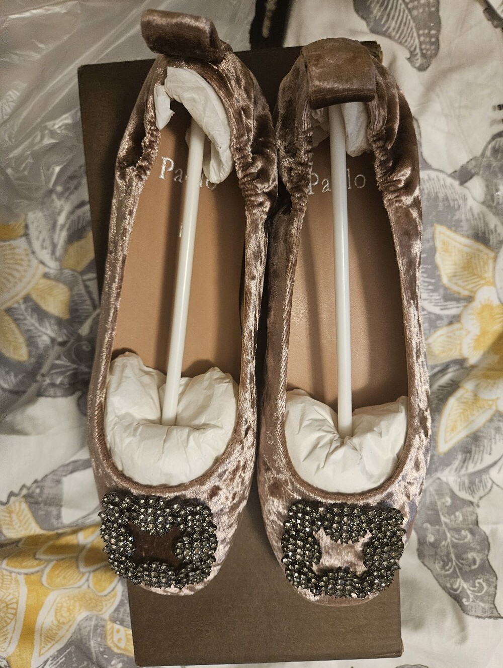 NIB Linea Paolo Mulberry Velvet Embellished Ballet Flats - Mulberry Brown - Picture 5 of 5